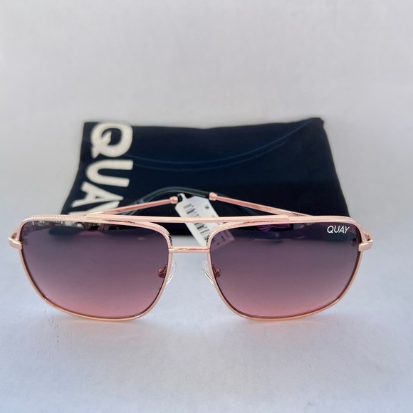 Quay Australia Hot Take Sunglasses Rose Gold Pink Smoke - Picture 4 of 8